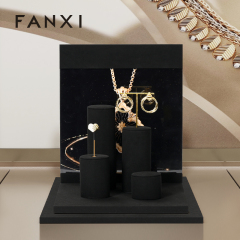 FANXI luxury Black Microfiber jewelry ring holder display