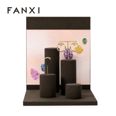 FANXI fashion Brown Microfiber jewelry display stand set