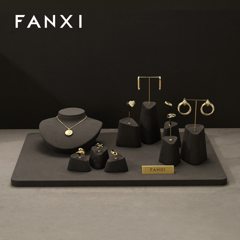 FANXI hot sale Brown Microfiber necklace stand display