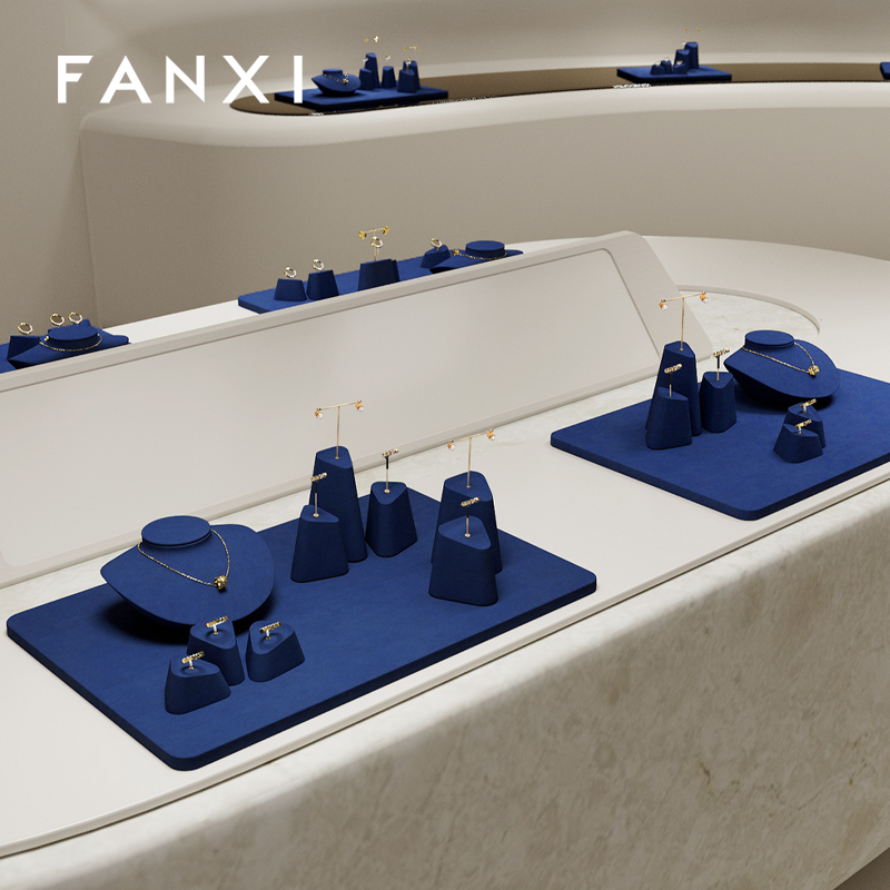 FANXI custom Blue Microfiber necklace display stands