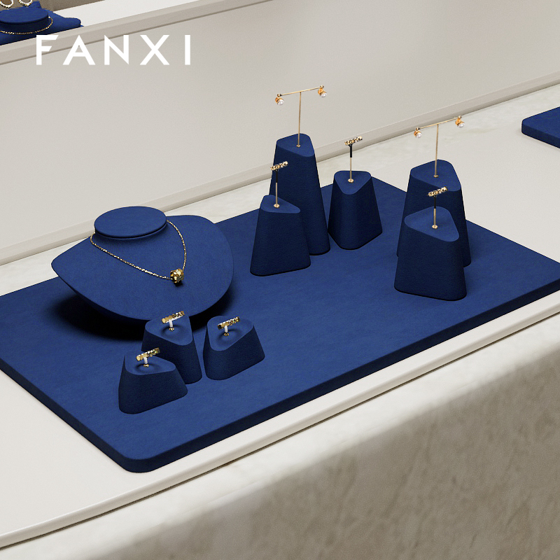 FANXI custom Blue Microfiber necklace display stands