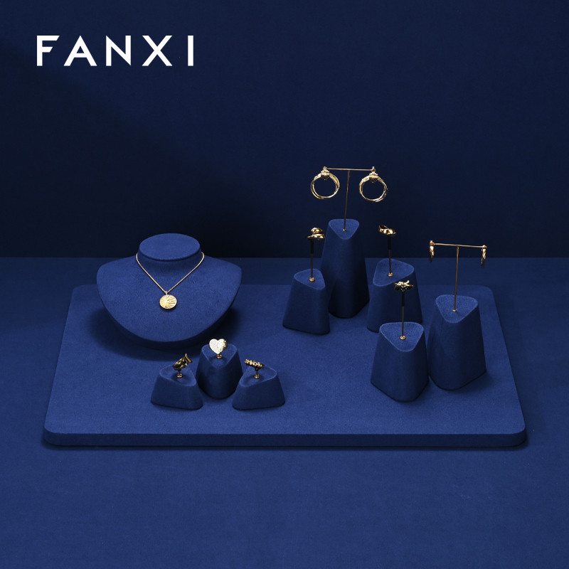 FANXI custom Blue Microfiber necklace display stands