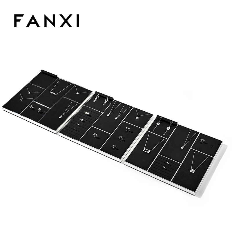 FANXI wholesale Black Microfiber Metal necklace display