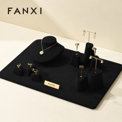 FANXI Black Microfiber luxury jewelry necklace display set