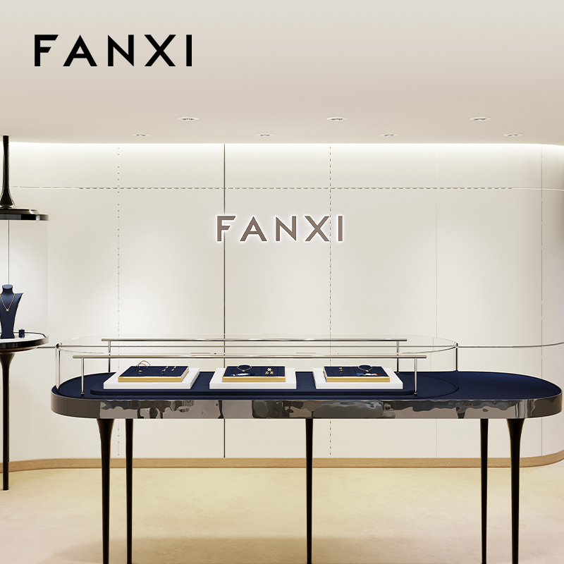 FANXI high quality Blue Microfiber custom jewelry display