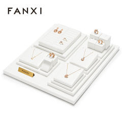 FANXI new arrival White PU leather Necklace bracelet display set