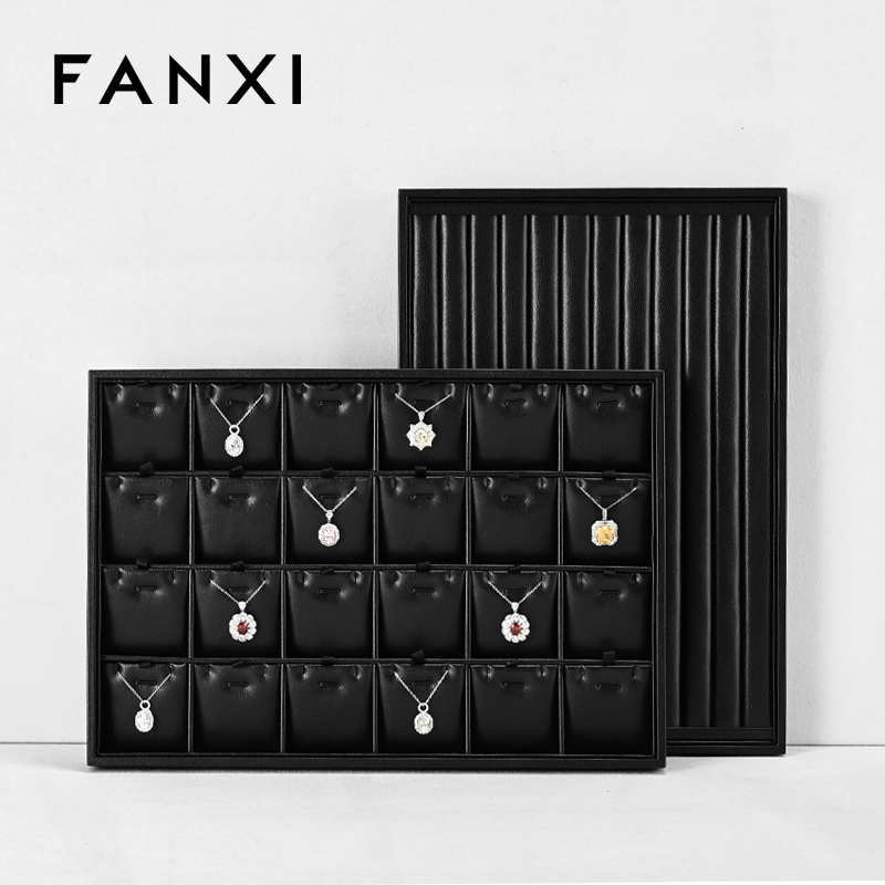 FANXI factory Black PU leather necklace jewellery display tray