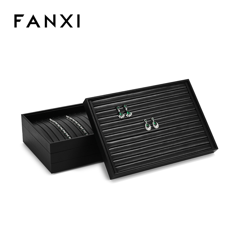 FANXI factory Black PU leather necklace jewellery display tray