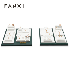 FANXI new arrival White PU leather Necklace bracelet display set