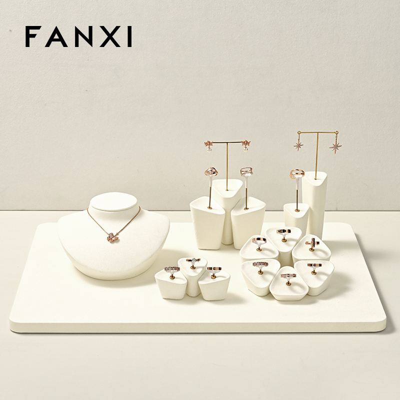 FANXI luxury Beige Microfiber earring display stand
