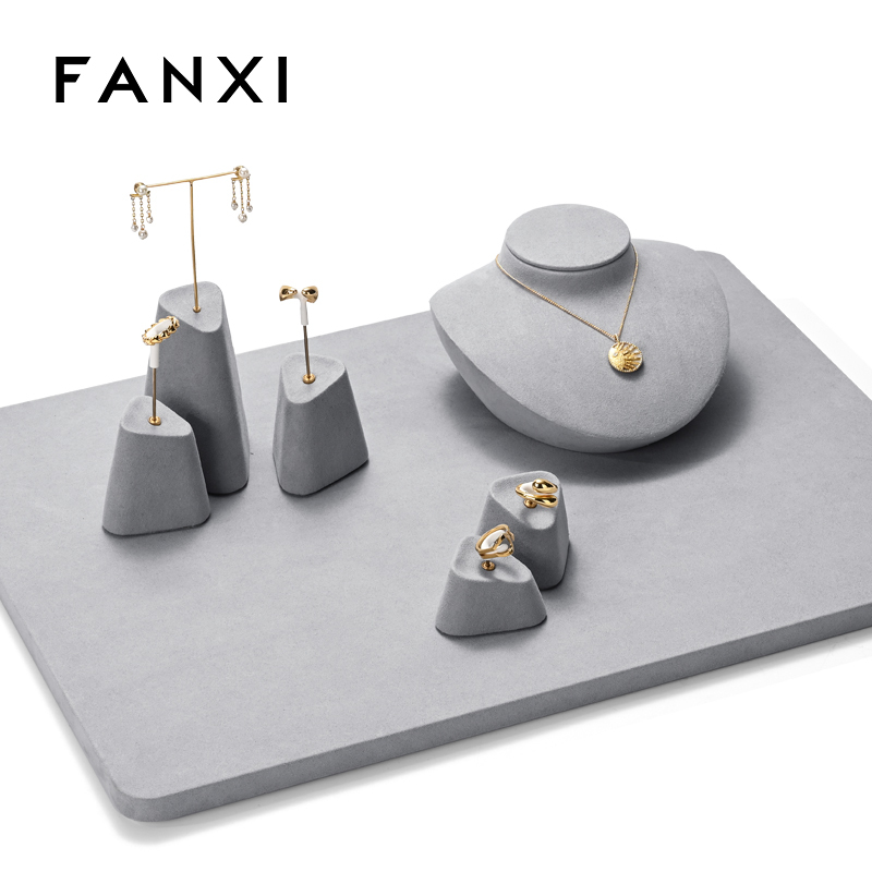 FANXI new arrival Gray Microfiber earring display stand