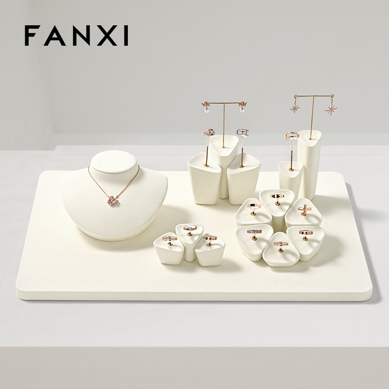 FANXI luxury Beige Microfiber earring display stand