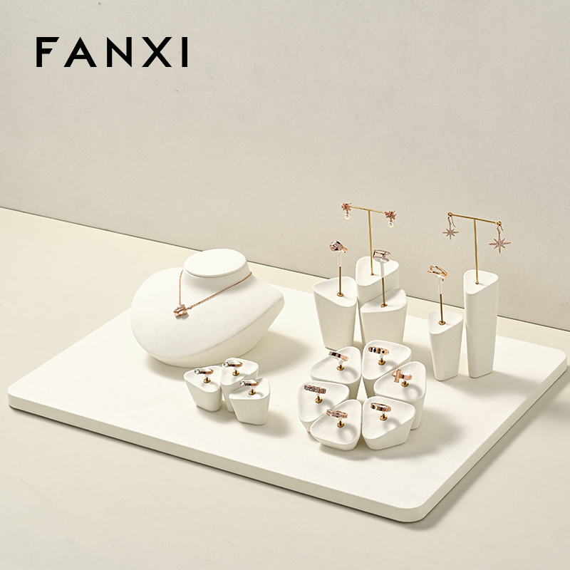 FANXI luxury Beige Microfiber earring display stand