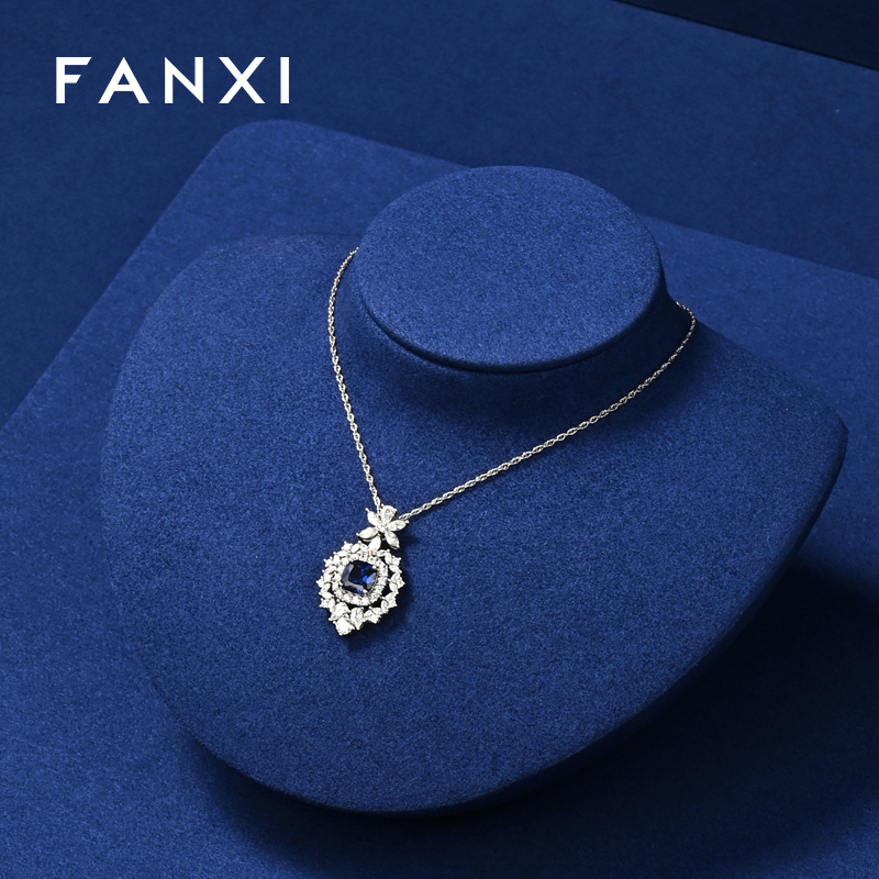 FANXI high quality Blue Microfiber jewellery ring display