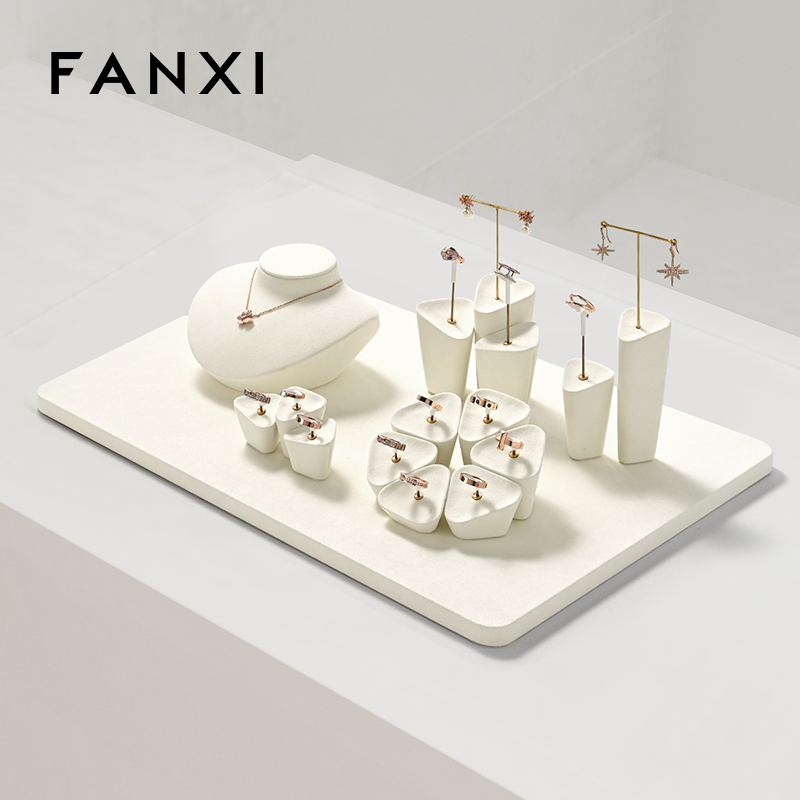 FANXI luxury Beige Microfiber earring display stand