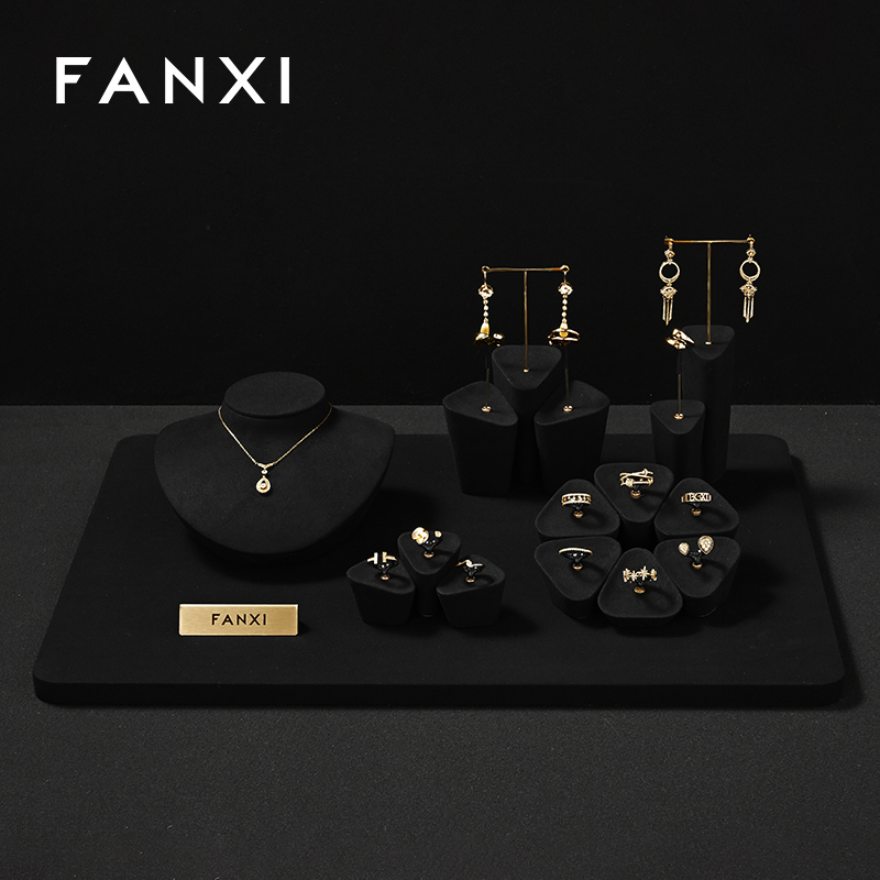 FANXI fashion Black Microfiber jewellery earring display