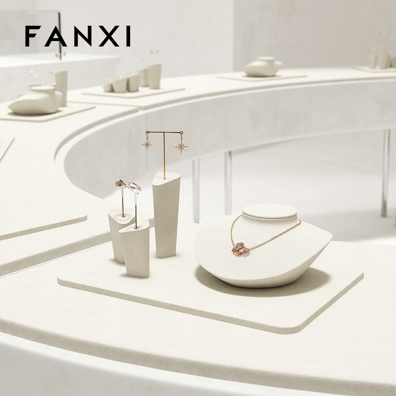 FANXI luxury Beige Microfiber earring display stand