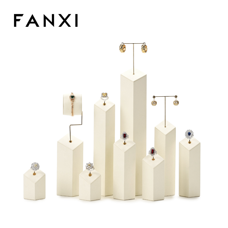 FANXI hot sale Off white Microfiber necklace watch display stand