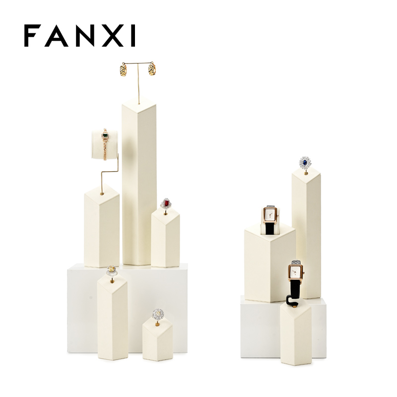 FANXI hot sale Off white Microfiber necklace watch display stand