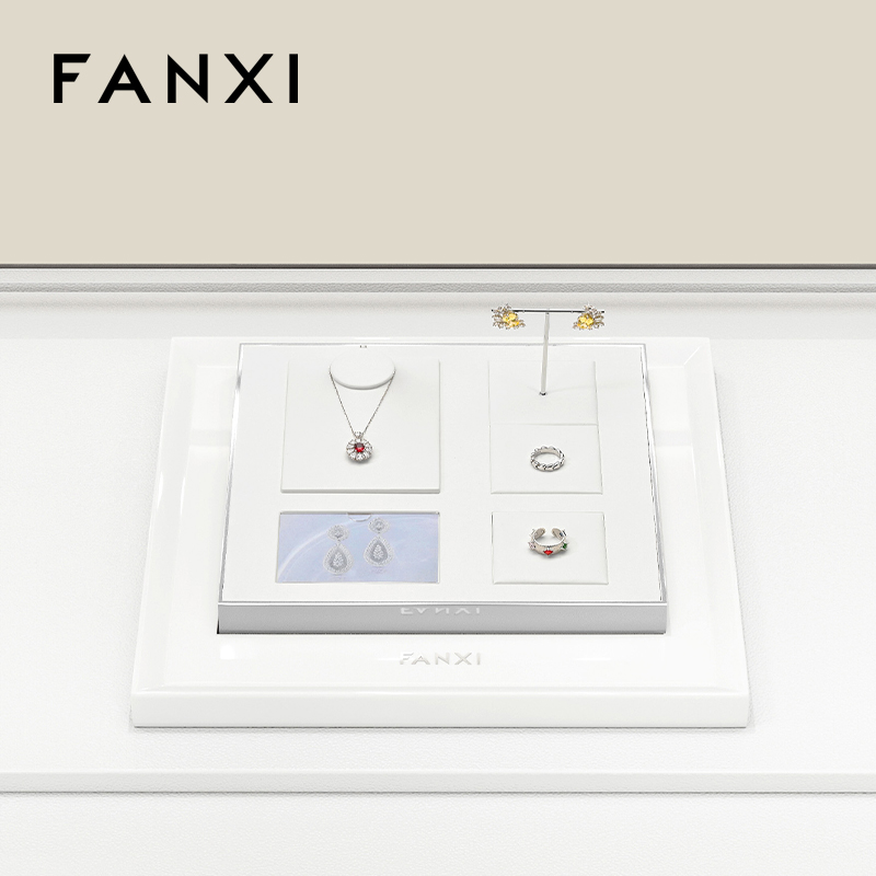 FANXI high quality White Metal Microfiber Paint jewelry display