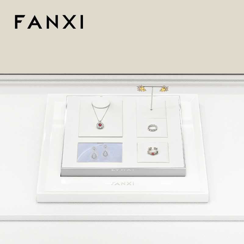 FANXI high quality White Metal Microfiber Paint jewelry display