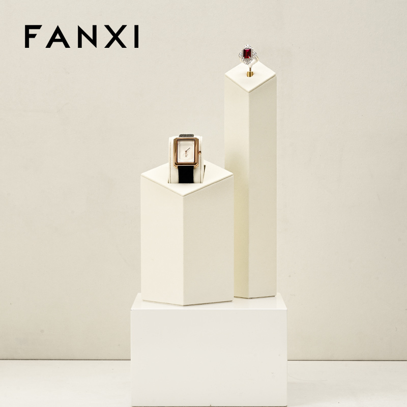 FANXI hot sale Off white Microfiber necklace watch display stand
