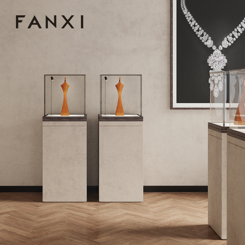 FANXI high quality Wood color and solid wood jewelry display mannequin