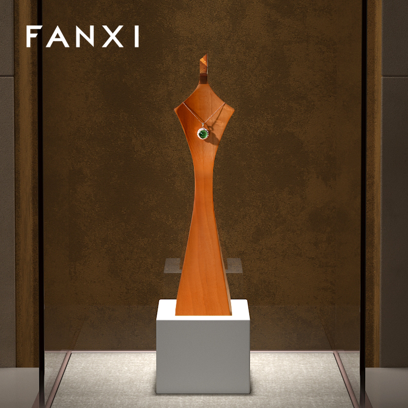 FANXI high quality Wood color and solid wood jewelry display mannequin
