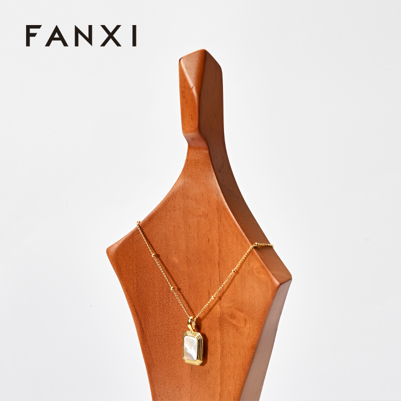 FANXI high quality Wood color and solid wood jewelry display mannequin