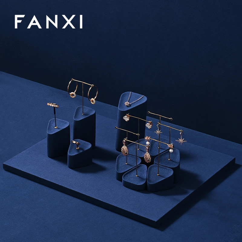 FANXI custom Blue Microfiber jewellery display stand