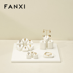 FANXI high quality Beige Microfiber ring display Jewelry set