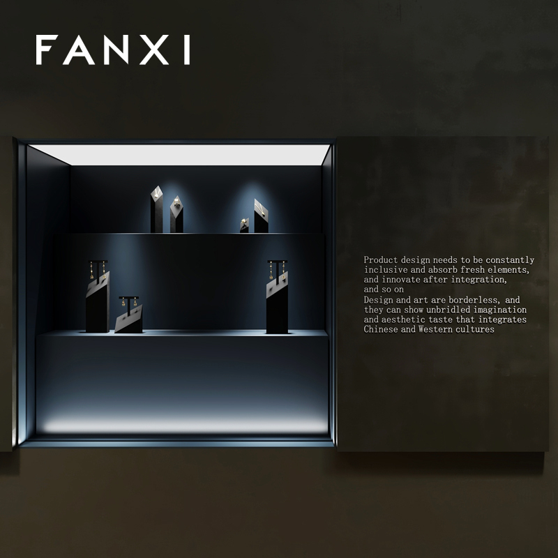 FANXI luxury black microfiber jewelry display rack