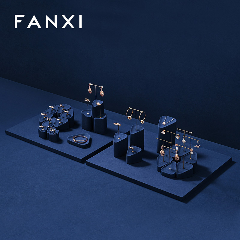 FANXI custom Blue Microfiber jewellery display stand