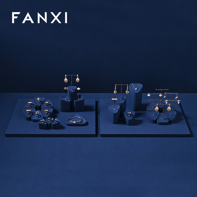 FANXI custom Blue Microfiber jewellery display stand