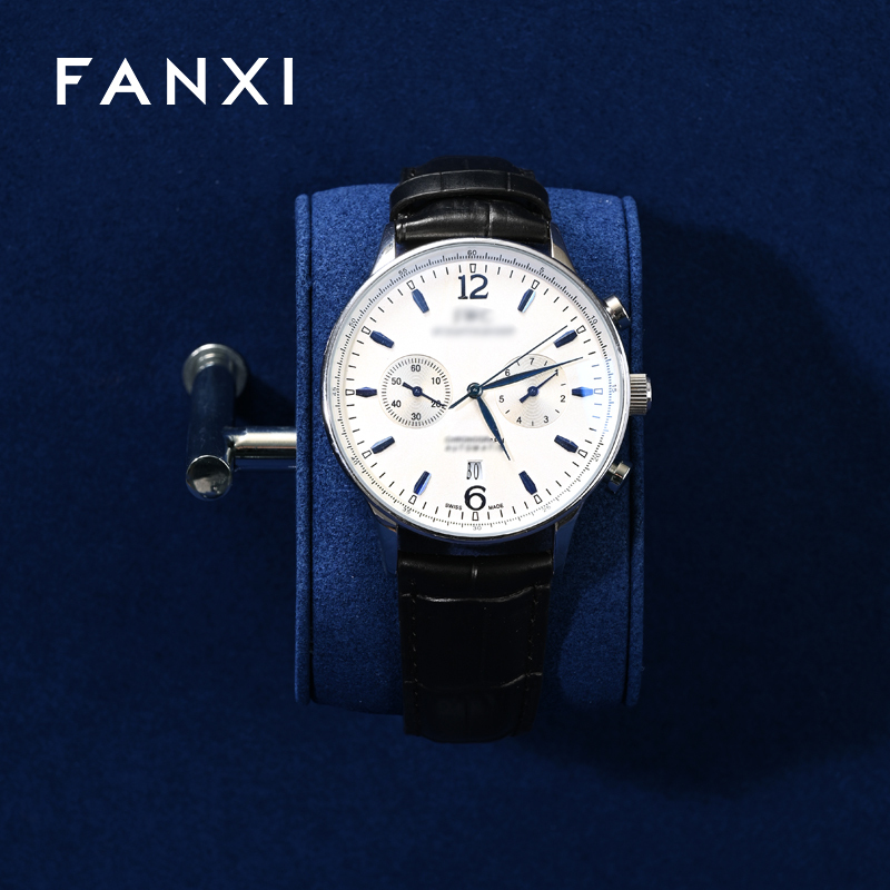 FANXI custom Blue Microfiber and metal wrist watch display stand