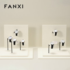 FANXI fashion Beige Microfiber and metal watch display set