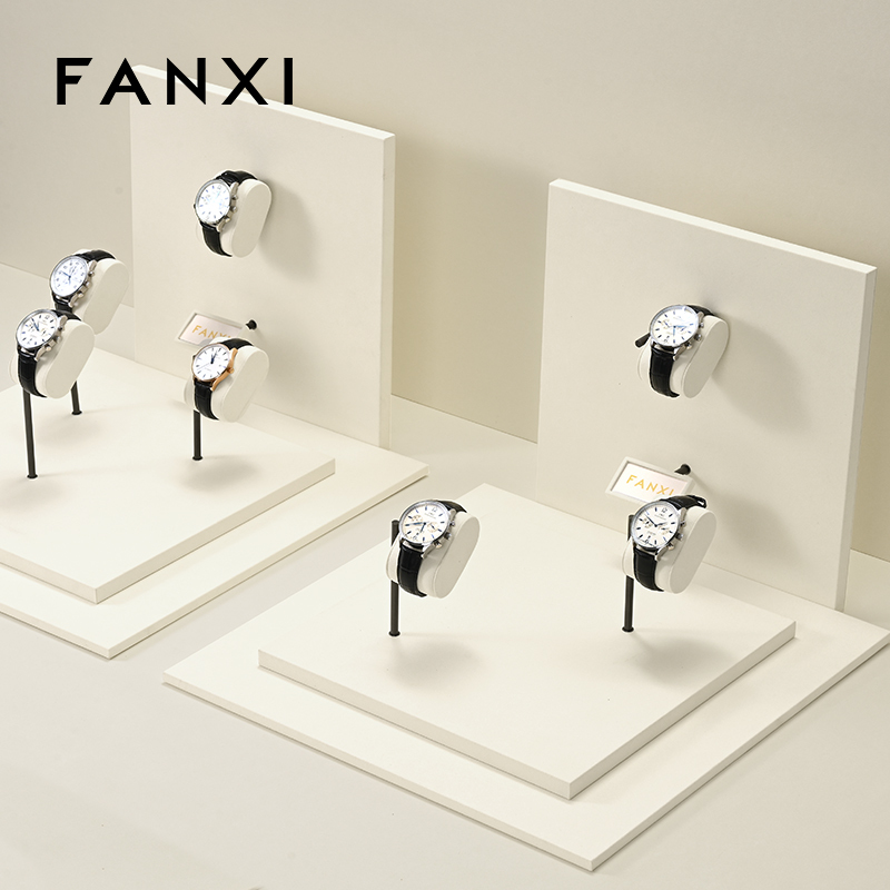 FANXI fashion Beige Microfiber and metal watch display set