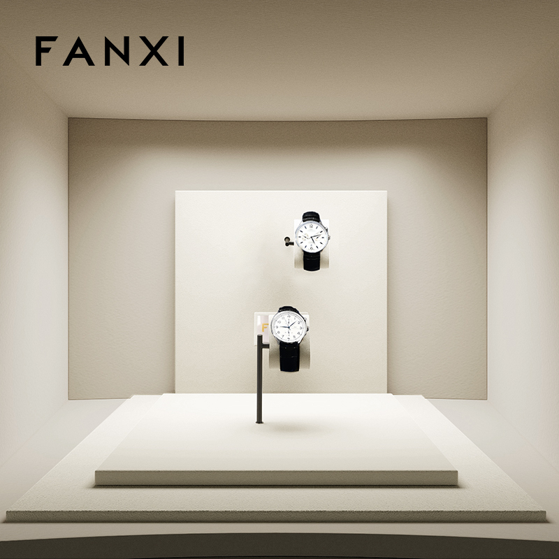 FANXI fashion Beige Microfiber and metal watch display set