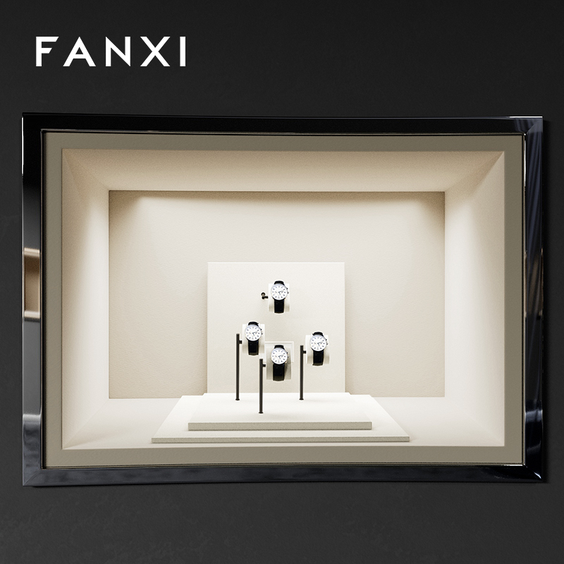 FANXI fashion Beige Microfiber and metal watch display set