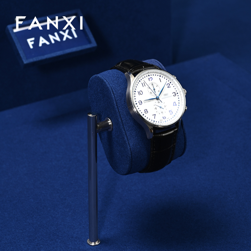 FANXI custom Blue Microfiber and metal wrist watch display stand