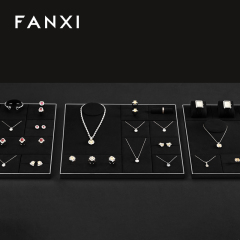 FANXI with logo Black Microfiber metal Jewelry display set series