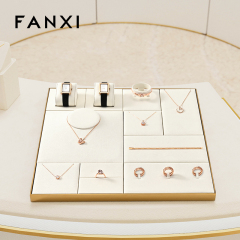 FANXI luxury Beige Microfiber metal Jewelry display set series