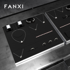 FANXI with logo Black Microfiber metal Jewelry display set series