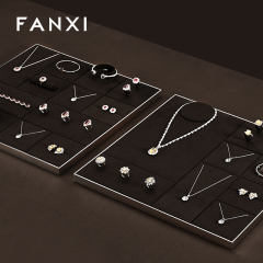 FANXI wholesale brown Microfiber metal ring display