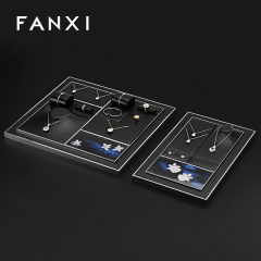 FANXI Black Leather metal luxurious jewelry display