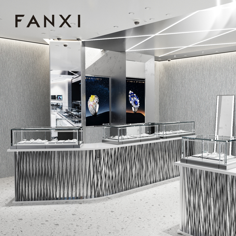 FANXI White Leather metal luxury jewelry display set