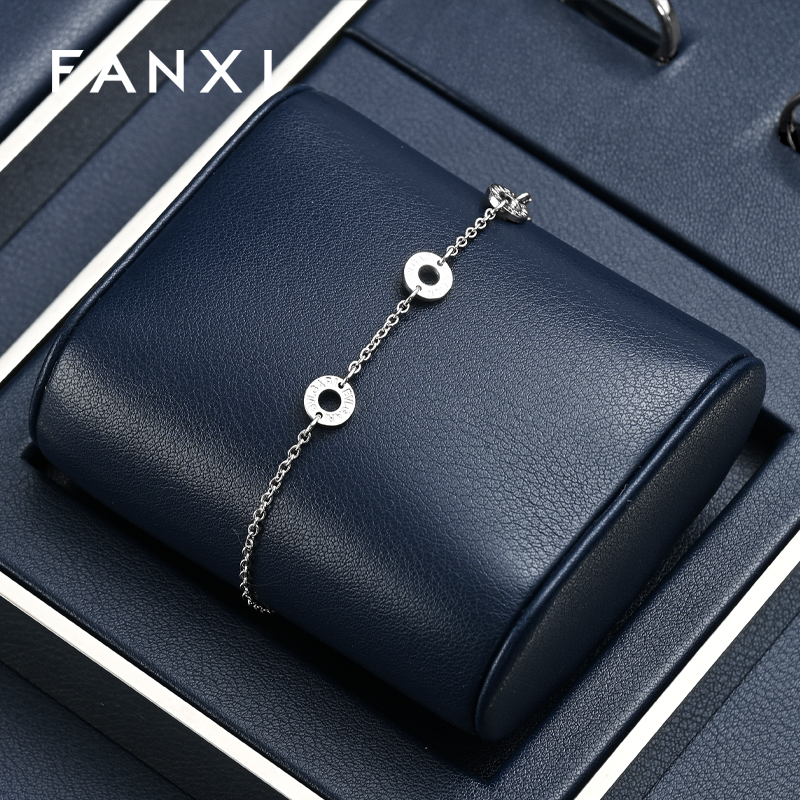 FANXI Blue Leather metal luxurious jewelry display