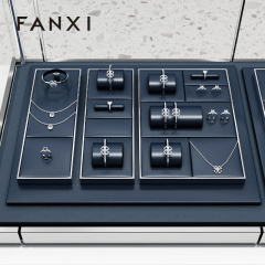 FANXI Blue Leather metal luxurious jewelry display