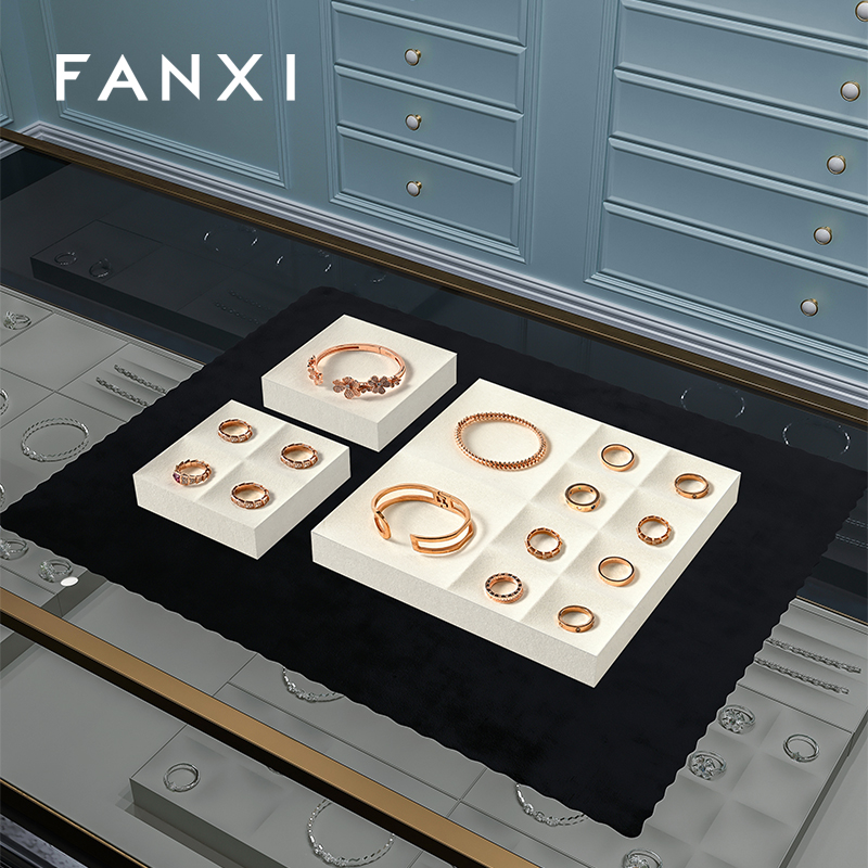 FANXI custom Belge Microfiber jewellery tray display