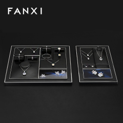 FANXI Black Leather metal luxurious jewelry display